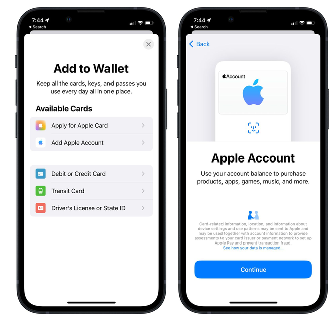 乌拉特前苹果手机维修分享iOS 15.5钱包App如何添加 Apple 账户 